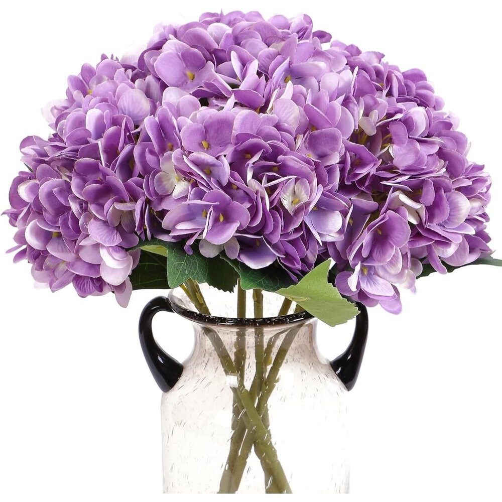 Purple 6-Pcs Artificial Vintage Silk Flowers Bouquets Stems Home Table Decor